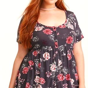 Torrid Floral Soft Knit Babydoll Top